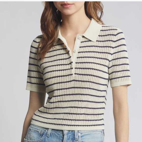 Viola Stripe Cotton Blend Polo L